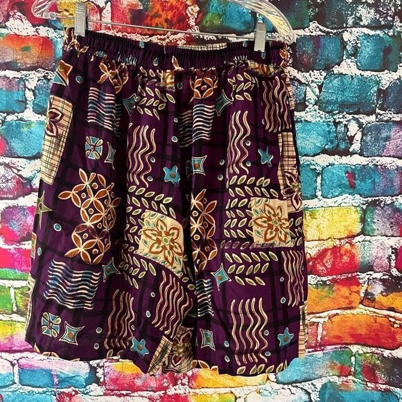 Vintage Zoey & Beth Floral Print Baggy Rayon Elastic Waist Shorts Size Large - Picture 5 of 5